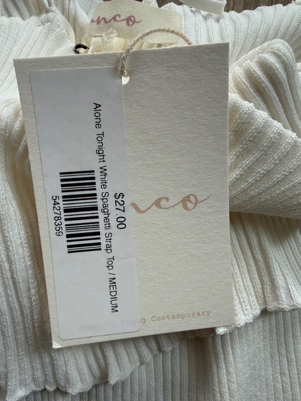 Ivory Ribbed Knit Cami Top - Picture 2 of 3